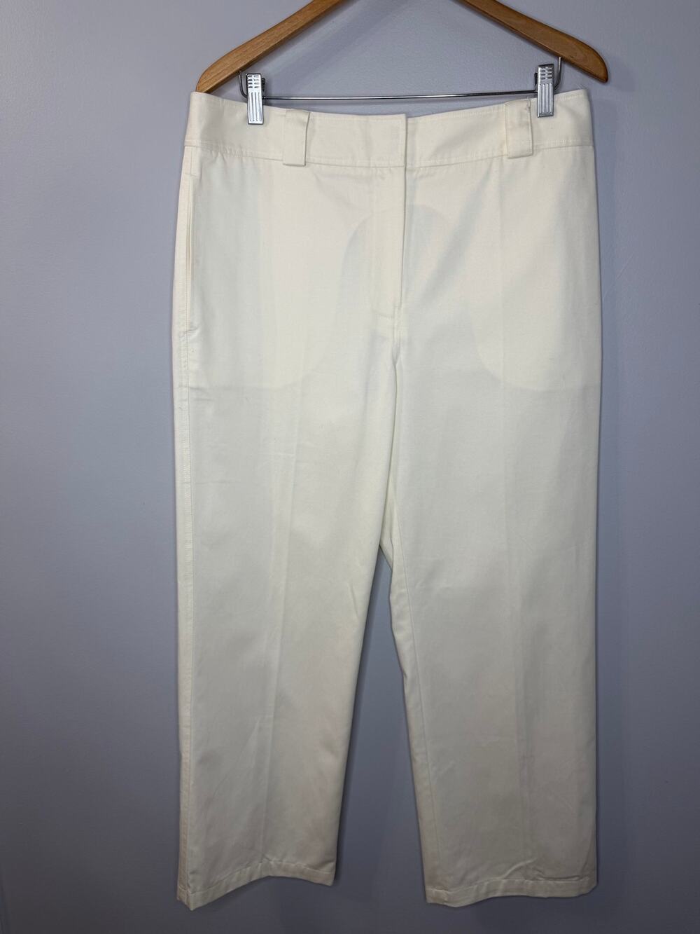 Saint Art New York Mid-Rise Straight Trouser Pant Cream Casual Classic Womens  L